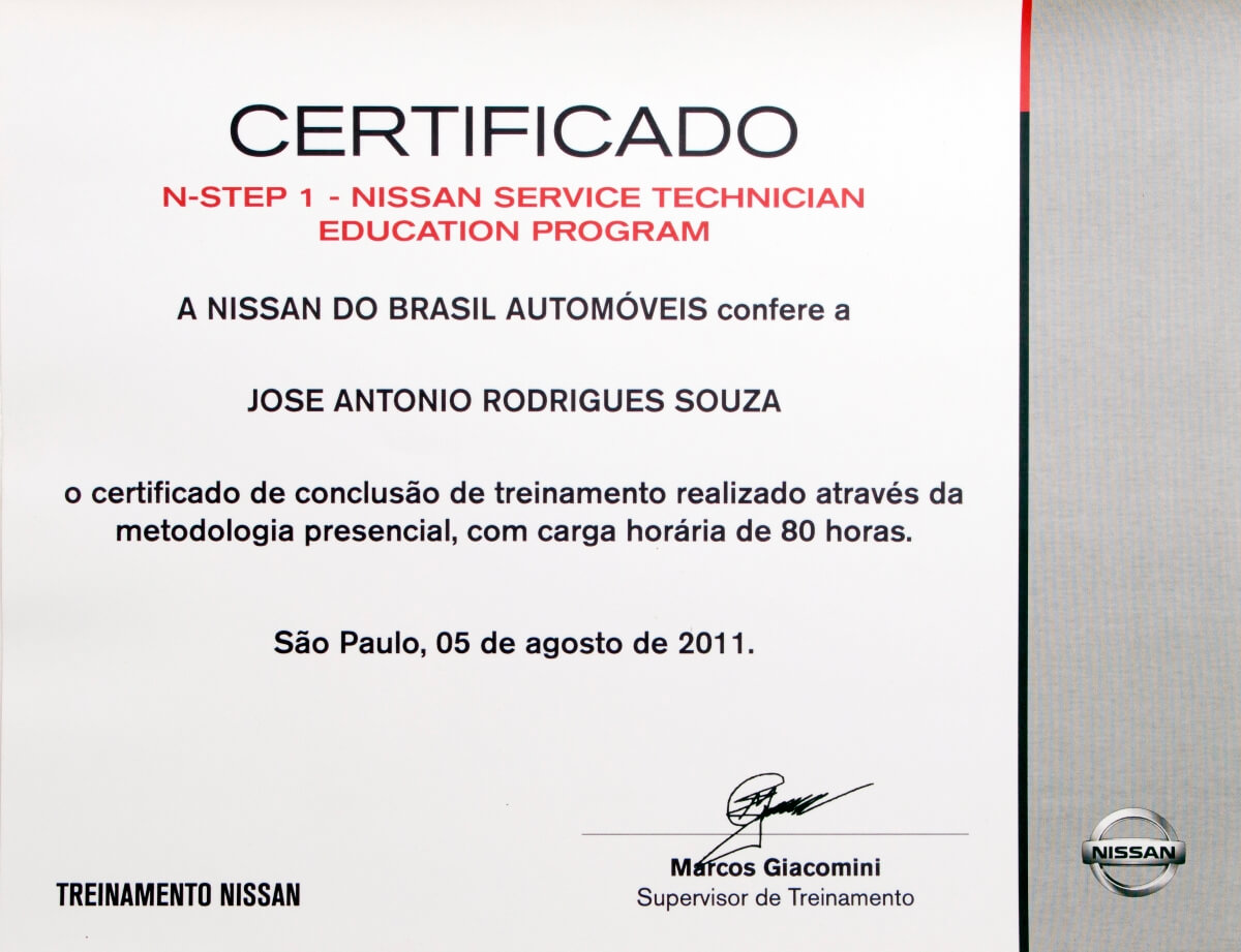 certificado nissan